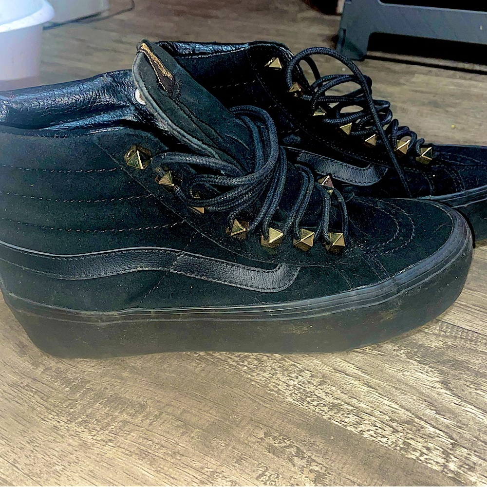 Vans Gold Studded Eyelet Sk8Hi Platform Shoes